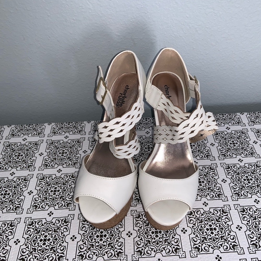 Charlotte Russe White Platform Wedge Sandals